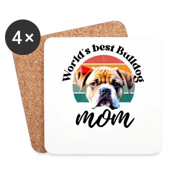 WORLD́S BEST BULLDOG MOM Chien Bouledogue - Dessous de verre (lot de 4) - blanc - Devant