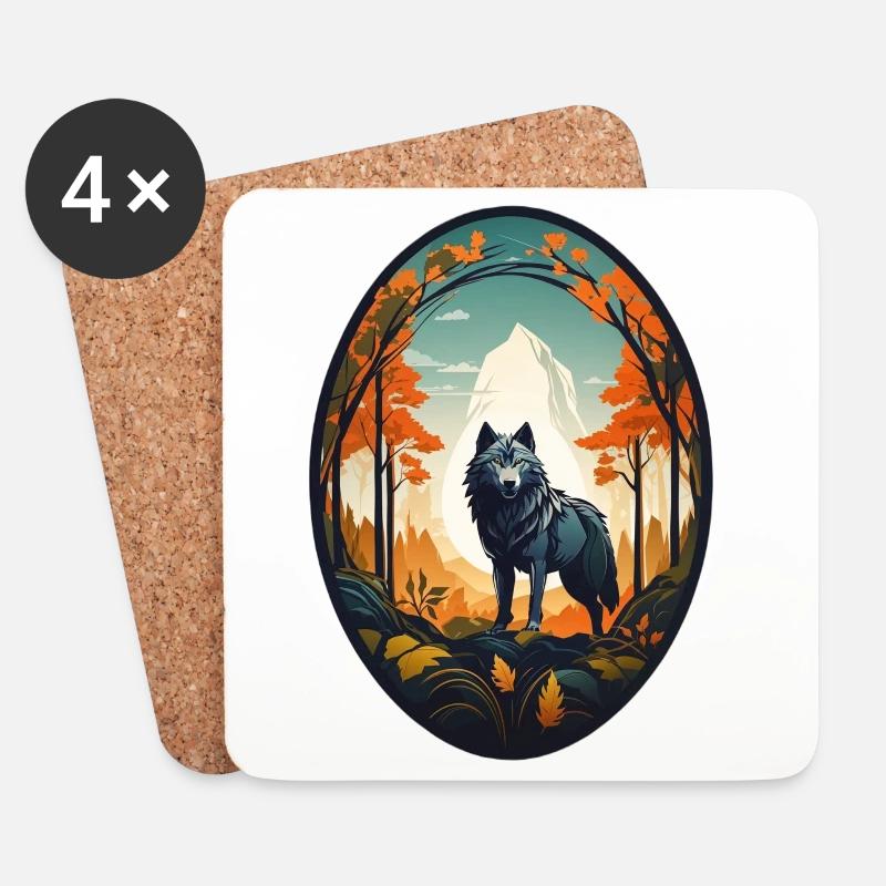 Waldbewohner Wolf - Untersetzer (4er-Set) - Weiß