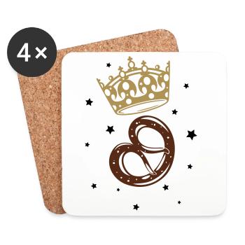 Krone Brezel Prinz Prinzessin - Untersetzer (4er-Set) - Weiß - Vorne