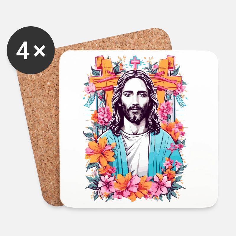 Jesus Christus - Untersetzer (4er-Set) - Weiß