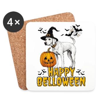 HAPPY BELLOWEEN Halloween Hund Hunde Bulldogge - Untersetzer (4er-Set) - Weiß - Vorne