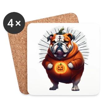 Bulldogge Halloween Hund HUNDE - Untersetzer (4er-Set) - Weiß - Vorne