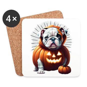 Bulldogge Halloween Hund HUNDE - Untersetzer (4er-Set) - Weiß - Vorne