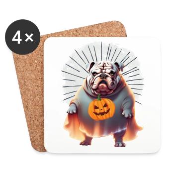 Bulldogge Halloween Hund englische BULLDOGGE - Untersetzer (4er-Set) - Weiß - Vorne