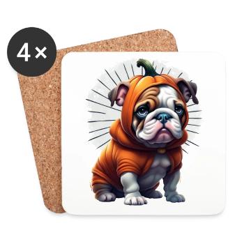 Bulldogge Halloween Hund HUNDE - Untersetzer (4er-Set) - Weiß - Vorne
