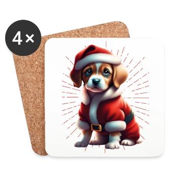 Merry Christmas Dog Dogs - Coasters (set of 4) - white - Front