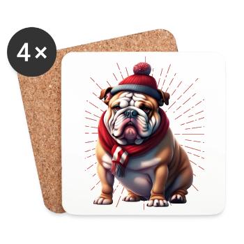 Bulldog Merry Christmas Dog Dogs - Coasters (set of 4) - white - Front