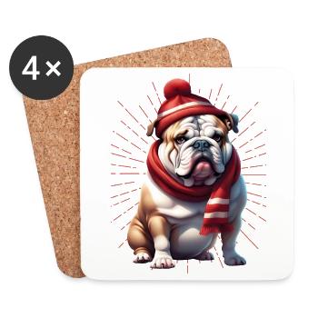 Bulldog Merry Christmas Dog Dogs - Coasters (set of 4) - white - Front