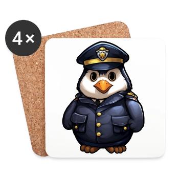 Policière pingouin - Dessous de verre (lot de 4) - blanc - Devant