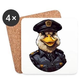 Police Duck - Coasters (set of 4) - white - Front