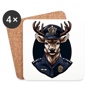 Police des cerfs - Dessous de verre (lot de 4) - blanc - Devant