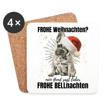 Französische Bulldogge Bully Frenchie Hund Hunde - Untersetzer (4er-Set) - Weiß - Vorne