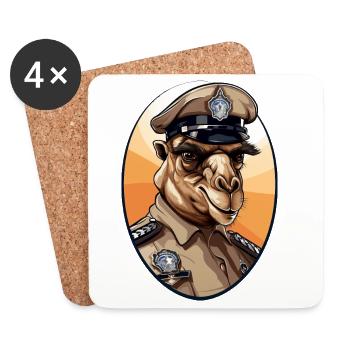 Police des chameaux - Dessous de verre (lot de 4) - blanc - Devant