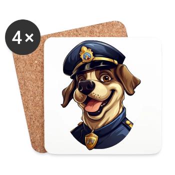 Police Dog - Coasters (set of 4) - white - Front