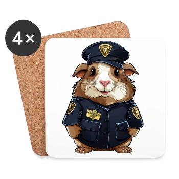Cochon d’Inde policier - Dessous de verre (lot de 4) - blanc - Devant