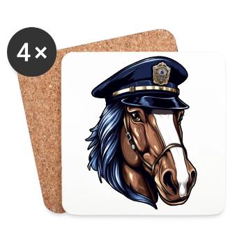 Horses Policeman - Coasters (set of 4) - white - Front