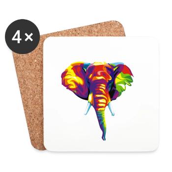 Elefant mit buntem abstraktem Muster. - Untersetzer (4er-Set) - Weiß - Vorne