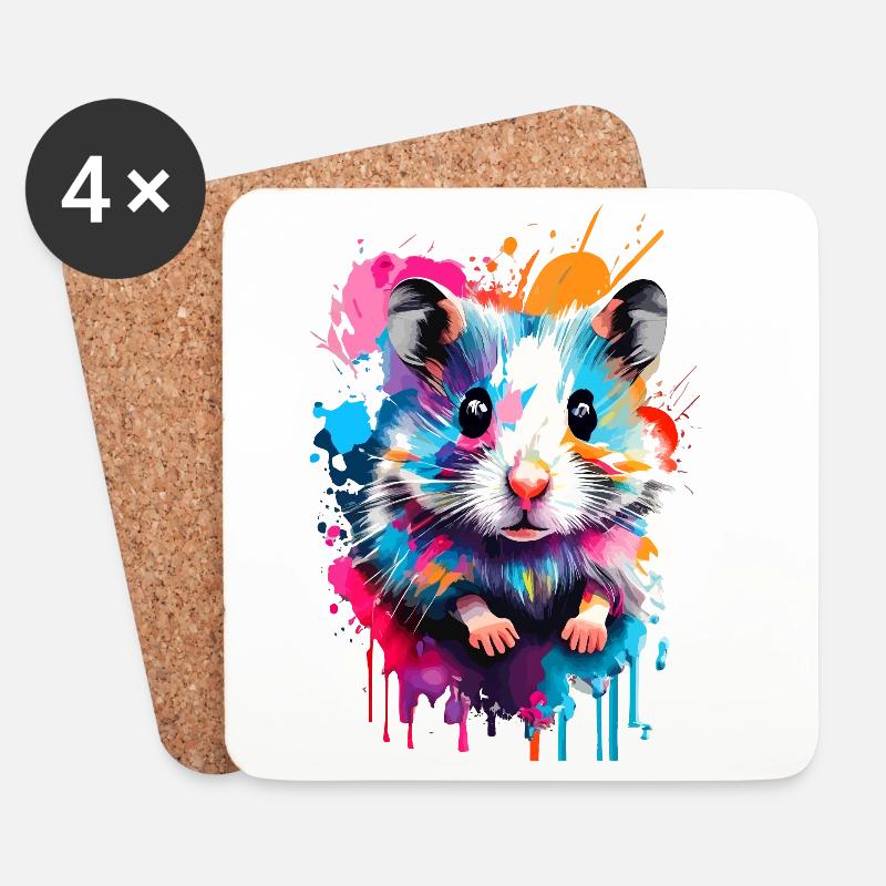 Hamster Farbenfroh - Feldhamster Goldhamster Nager - Untersetzer (4er-Set) - Weiß