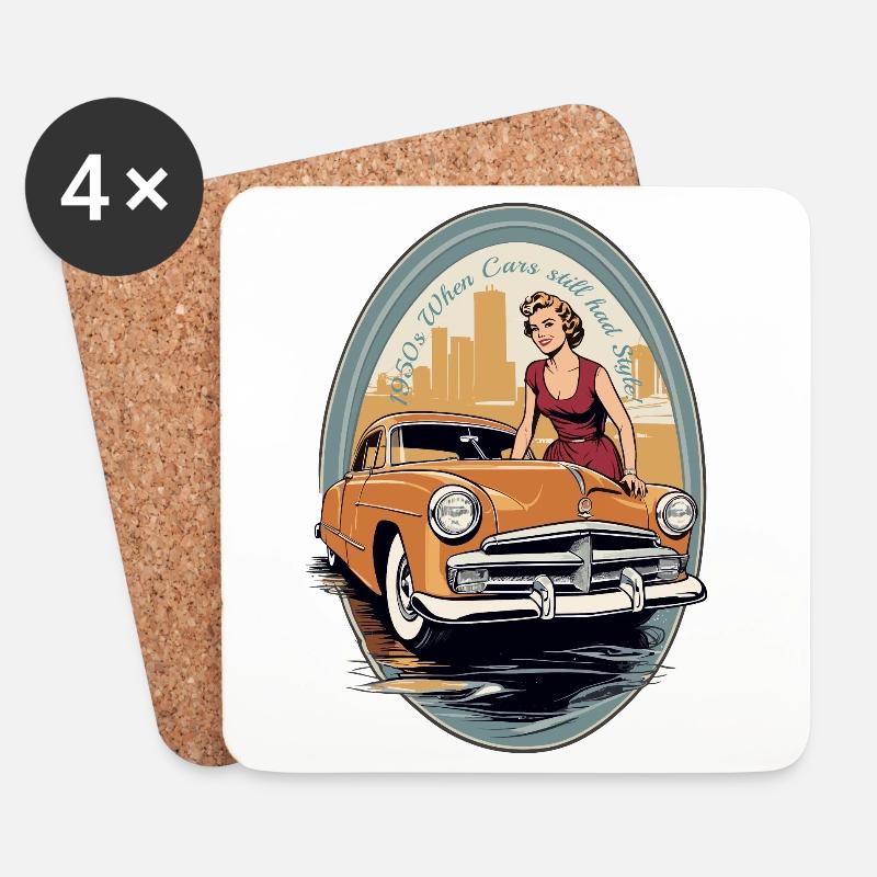 Classic Cars 1950 - Untersetzer (4er-Set) - Weiß