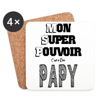 Mon Super Pouvoir Etre Papy Grand Père - Dessous de verre (lot de 4) - blanc - Devant