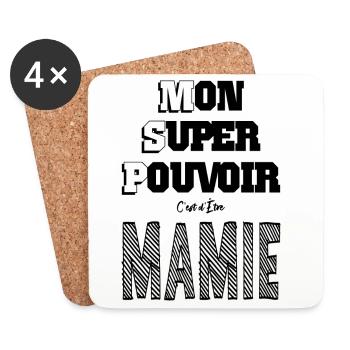 Mon Super Pouvoir Etre Mamie Grand Mère - Dessous de verre (lot de 4) - blanc - Devant