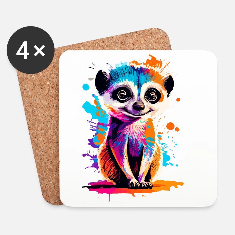 Erdmännchen Farbenfroh - Meerkat aus der Wüste - Untersetzer (4er-Set) - Weiß