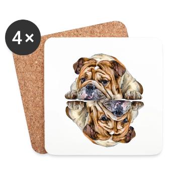 Dictons de chien Chien Chiens Bouledogue - Dessous de verre (lot de 4) - blanc - Devant