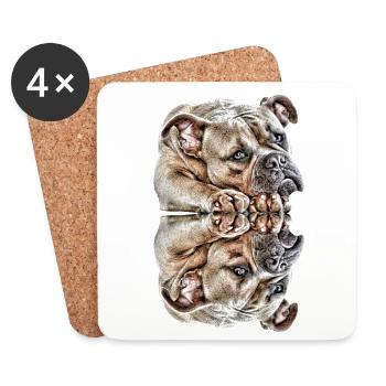 Dictons de chien Chien Chiens Bouledogue - Dessous de verre (lot de 4) - blanc - Devant