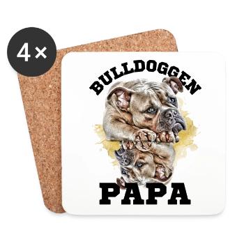 BULLDOGGEN PAPA Hund Hunde Bulldogge - Untersetzer (4er-Set) - Weiß - Vorne