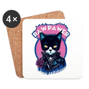 Gothic Cat - Coasters (set of 4) - white - Front