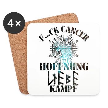 F...CK CANCER - HOFFNUNG, LIEBE & Kampf - Untersetzer (4er-Set) - Weiß - Vorne