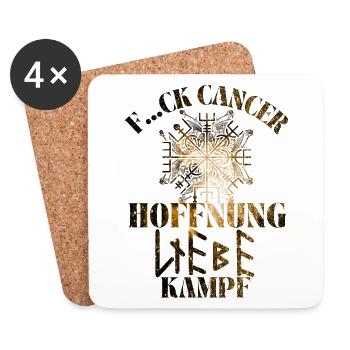 F...CK CANCER - HOFFNUNG, LIEBE & Kampf - Untersetzer (4er-Set) - Weiß - Vorne