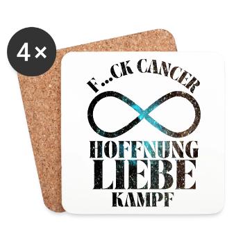 F...CK CANCER - HOFFNUNG, LIEBE & Kampf - Untersetzer (4er-Set) - Weiß - Vorne