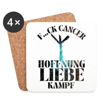 F...CK CANCER - HOFFNUNG, LIEBE & Kampf - Untersetzer (4er-Set) - Weiß - Vorne