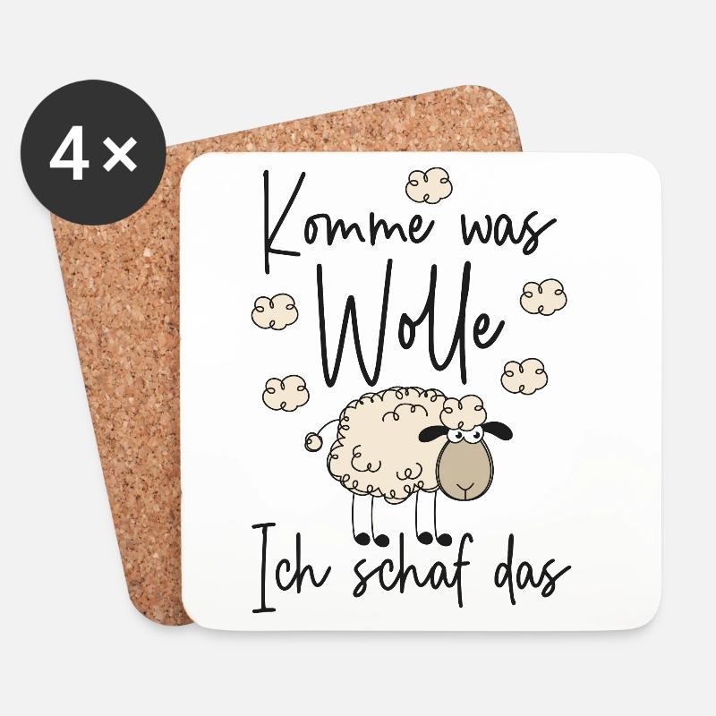 Komme was Wolle Ich schaf das - Motivation Schafe - Untersetzer (4er-Set) - Weiß