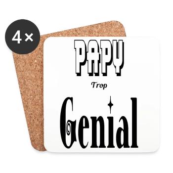 Papy Trop Génial Grand Père - Dessous de verre (lot de 4) - blanc - Devant