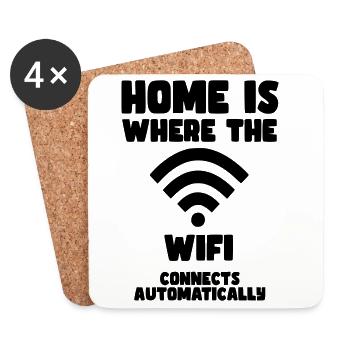 Home is where WiFi automatically connects* - Coasters (set of 4) - white - Front