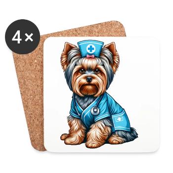 Infirmière Yorkshire Terrier - Dessous de verre (lot de 4) - blanc - Devant