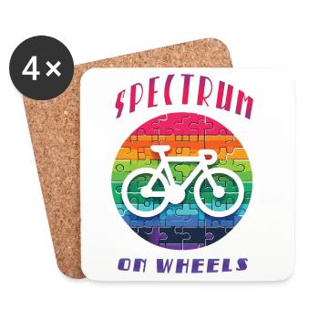 Spectrum On Wheels - Autism Spectrum Bike Cycling - Coasters (set of 4) - white - Front