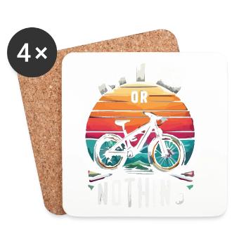 Mountainbike Abenteuer Zitat Design - Untersetzer (4er-Set) - Weiß - Vorne