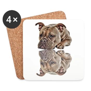 Bouledogue Vieux Bouledogue Anglais Chien Chiens - Dessous de verre (lot de 4) - blanc - Devant