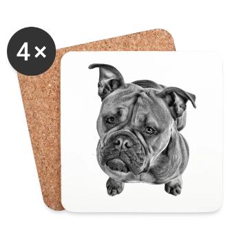 Bouledogue Vieux Bouledogue Anglais Chien Chiens - Dessous de verre (lot de 4) - blanc - Devant