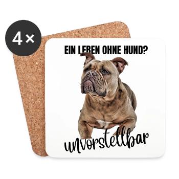Bouledogue Vieux Bouledogue Anglais Chien Chiens - Dessous de verre (lot de 4) - blanc - Devant