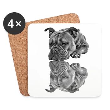 Bouledogue Vieux Bouledogue Anglais Chien Chiens - Dessous de verre (lot de 4) - blanc - Devant