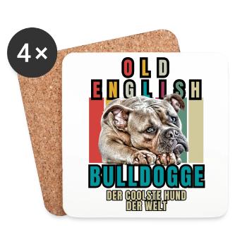 Bouledogue Vieux Bouledogue Anglais Chien Chiens - Dessous de verre (lot de 4) - blanc - Devant