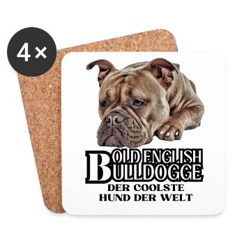 Bouledogue Vieux Bouledogue Anglais Chien Chiens - Dessous de verre (lot de 4) - blanc - Devant