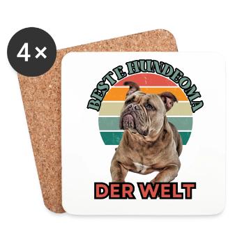 BEST DOG GRANNY Bulldog Dog Dogs Vieil anglais - Dessous de verre (lot de 4) - blanc - Devant