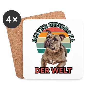 MEILLEUR CHIEN GRAND-PÈRE Bouledogue Chien Chiens Vieil Anglais - Dessous de verre (lot de 4) - blanc - Devant