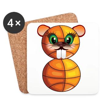 8. Geburtstag - Basketball Biber - ACHT - Untersetzer (4er-Set) - Weiß - Vorne