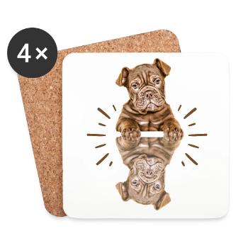 OLD ENGLISH BULLDOG Dog Dogs Bulldog - Coasters (set of 4) - white - Front